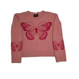By & By Girl Medium Pink Butterfly Sweater New